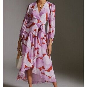 Hutch Dress Size XS Geo Wrap Maxi Dress NWT Pink Flowy Summer Anthropologie